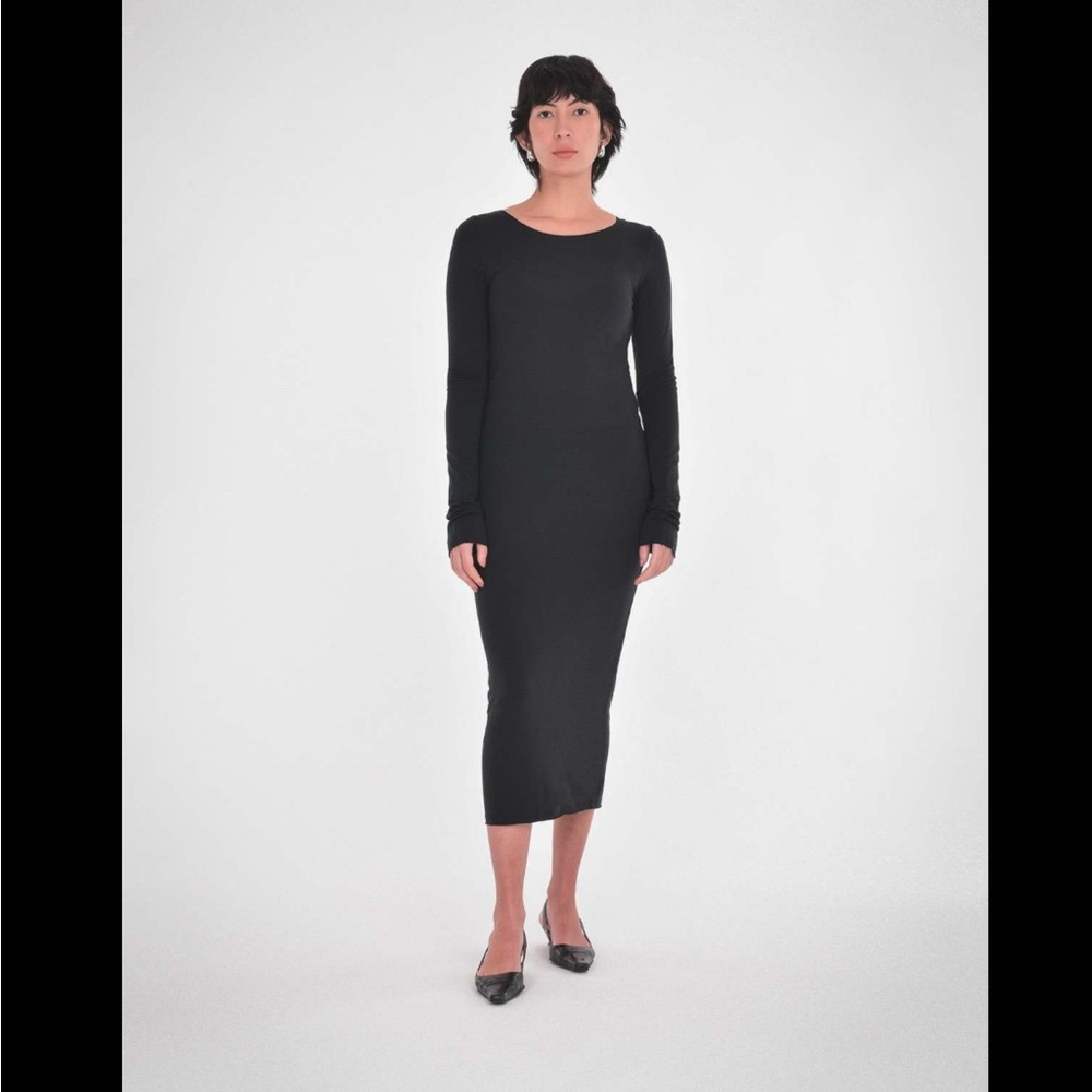 Cleo Black Maxi Dress with Long Sleeves